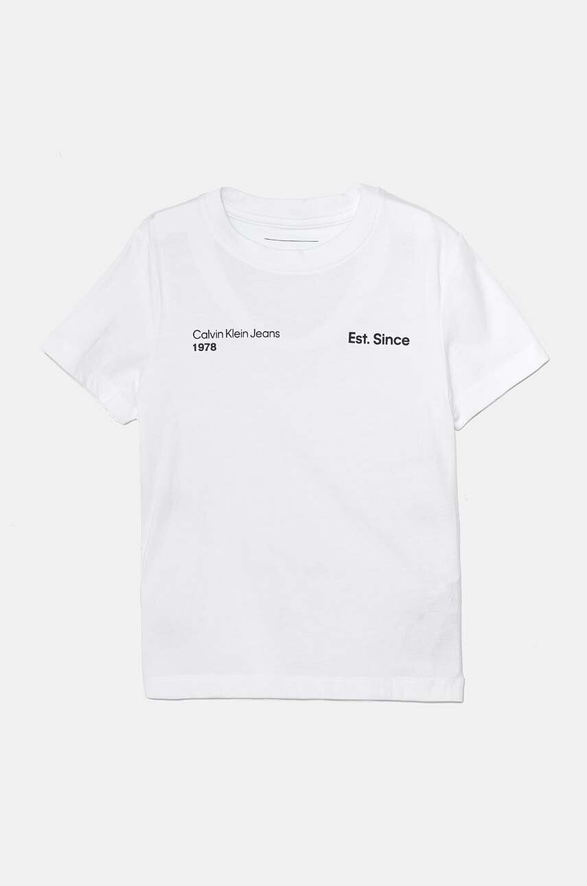 

Детская хлопковая футболка Calvin Klein Jeans, белый