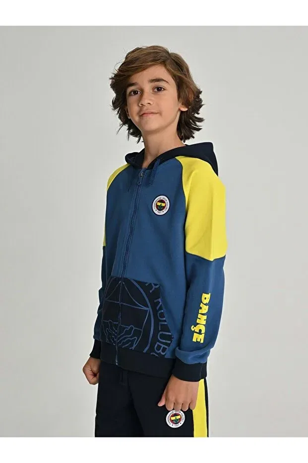 Детская толстовка для девочек с принтом S.K. 25/26 Tribün Sleeve Detail Fenerbahçe, Navy Blue — фото 3