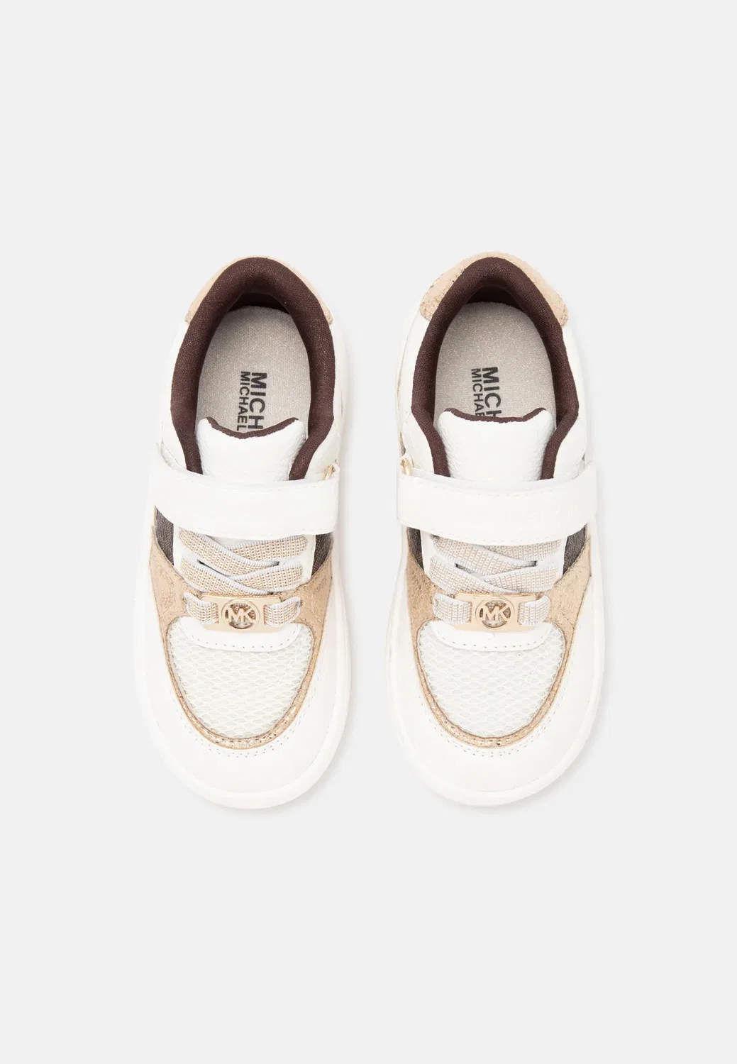 Детские кроссовки Jem Clarke Michael Kors Kids, White/Brown — фото 4