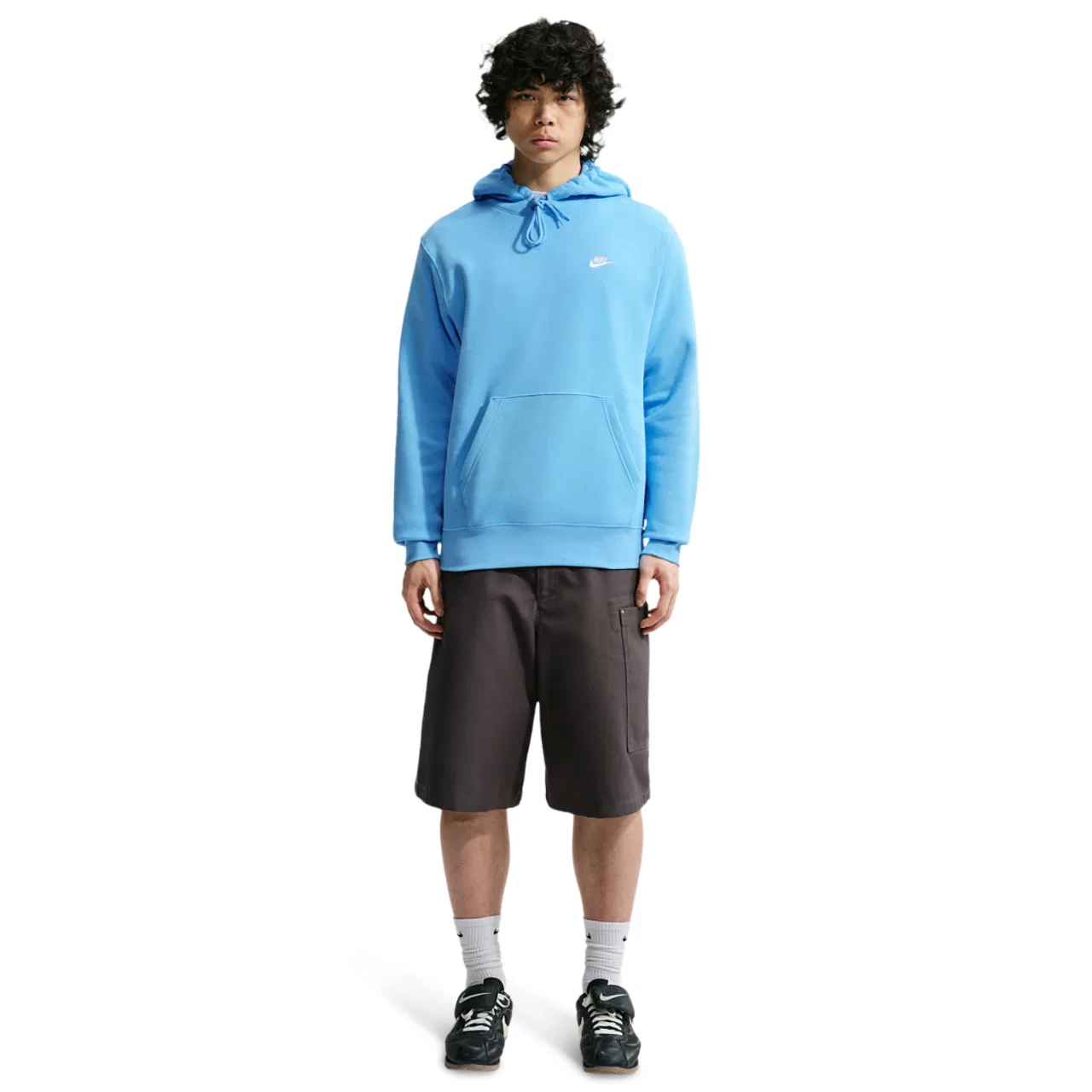 Мужское худи Nike Club Pullover, цвет White/Football Blue/Football Blue — фото 3
