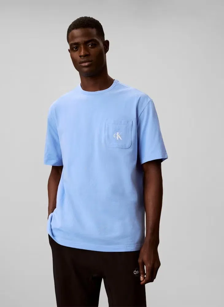 Пижамный топ с логотипом Icon Cotton Stretch Calvin Klein, синий