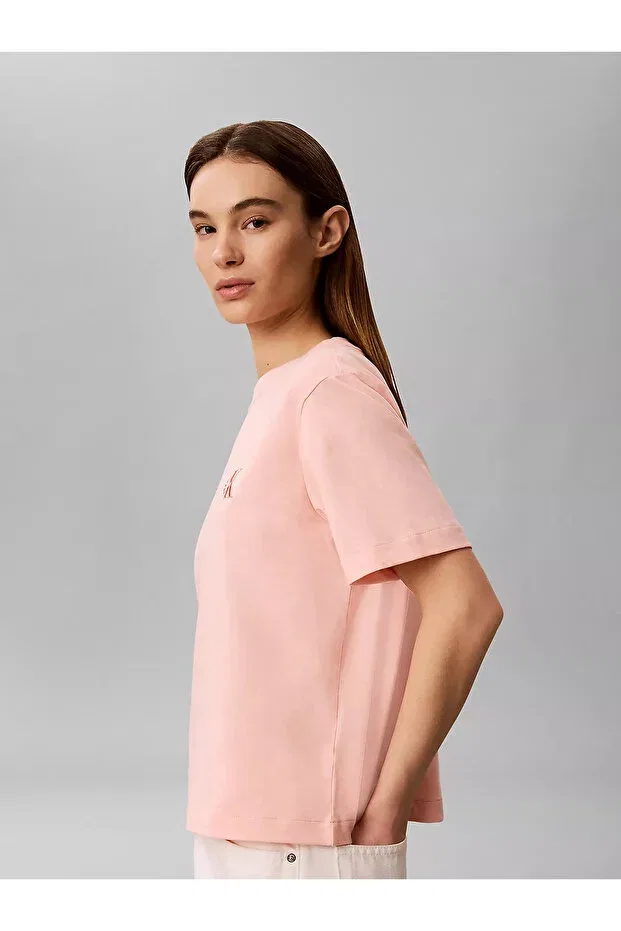 Женская футболка хлопковая с принтом Calvin Klein, Pink — фото 4