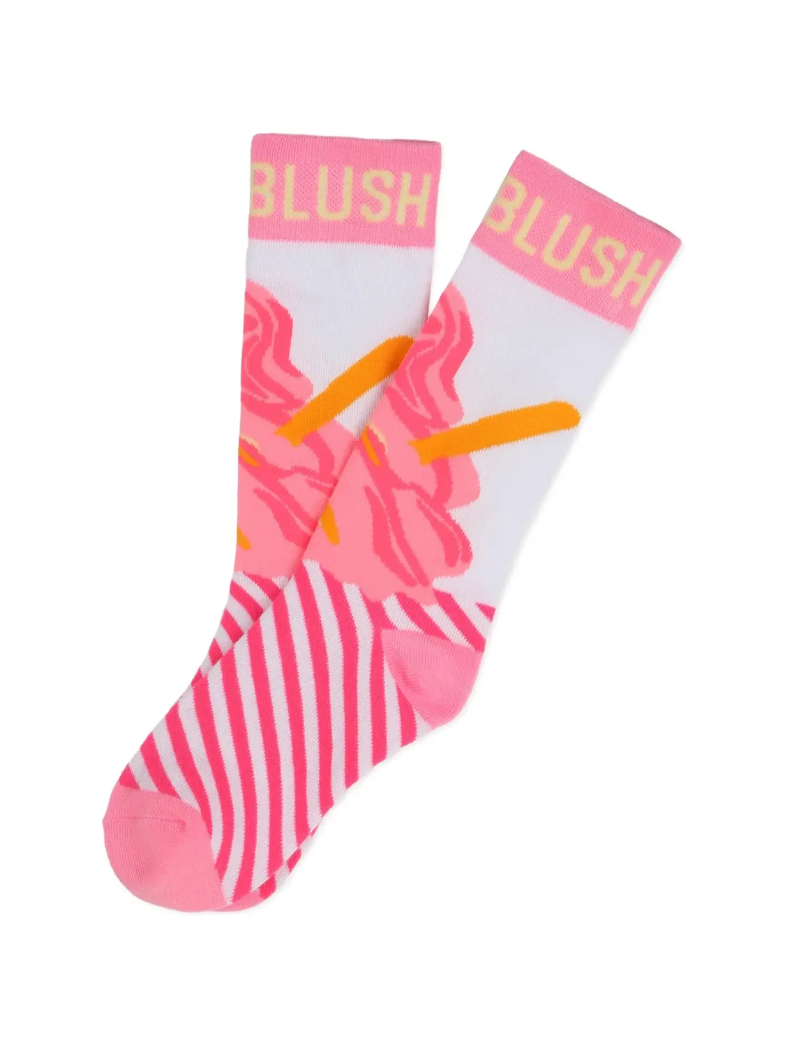 Носки с полосатым принтом и логотипом-интарсией Billieblush, розовый — фото 2