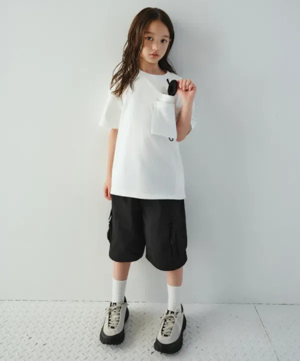 Футболка оверсайз с накладным карманом Musinsa Standard Kids, белый — фото 2