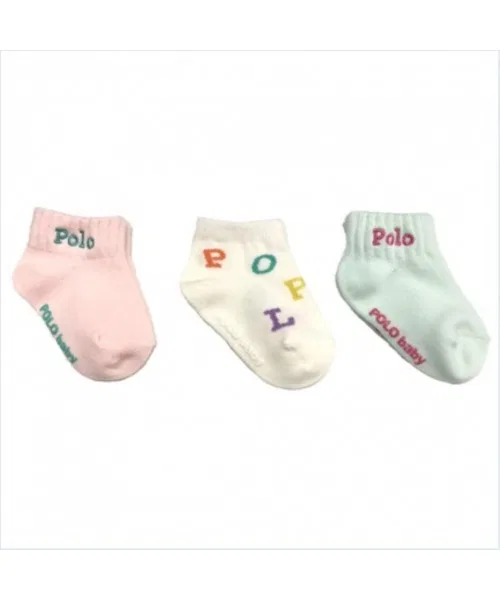Детские носки короткие, 3 пары, с принтом POLO BCS, Pink