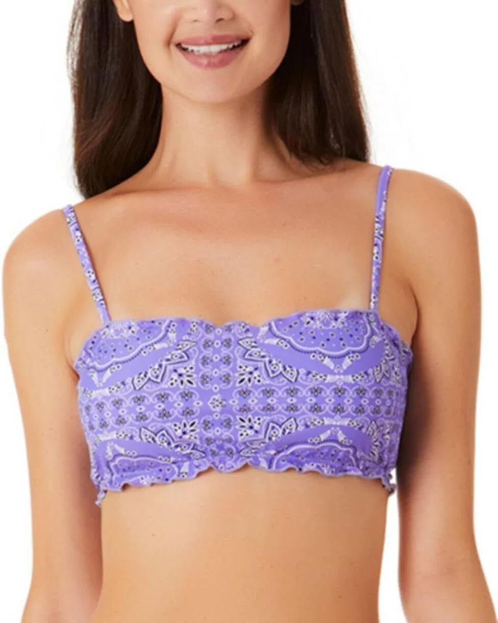 Женский бандо бикини топ с рюшами California Waves, Purple
