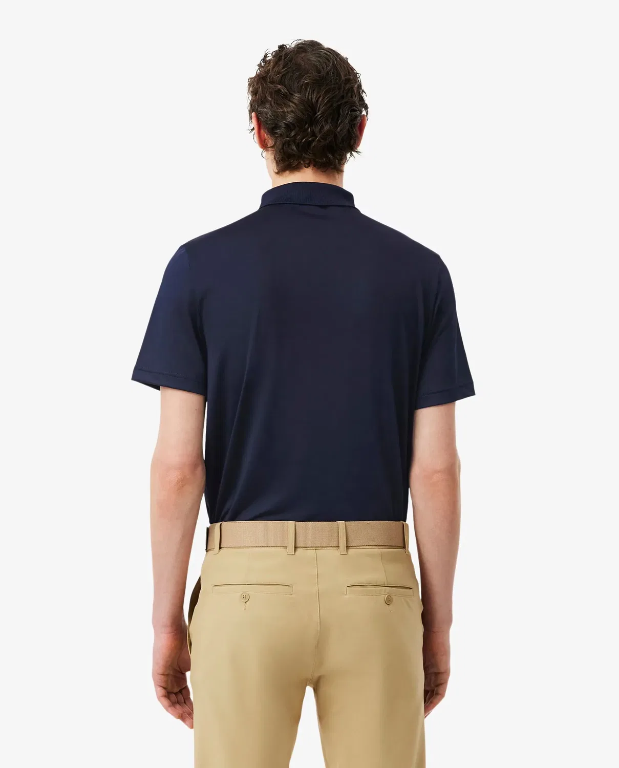Мужское поло Lacoste с коротким рукавом, технический трикотаж, Azul Marino — фото 2