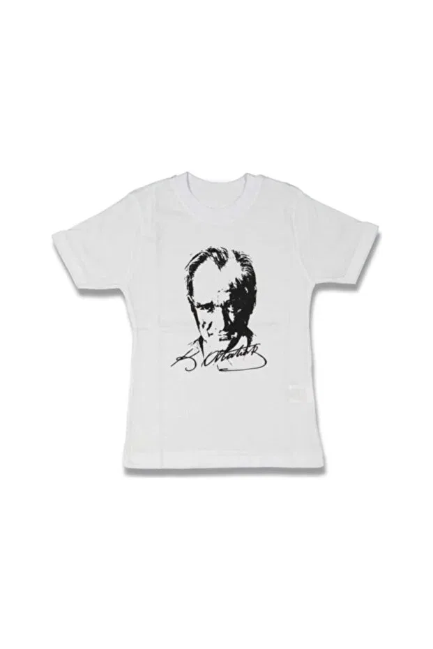 Детская футболка для девочек с принтом Ataturk Printed Children's T-Shirt Unisex Durumod, White