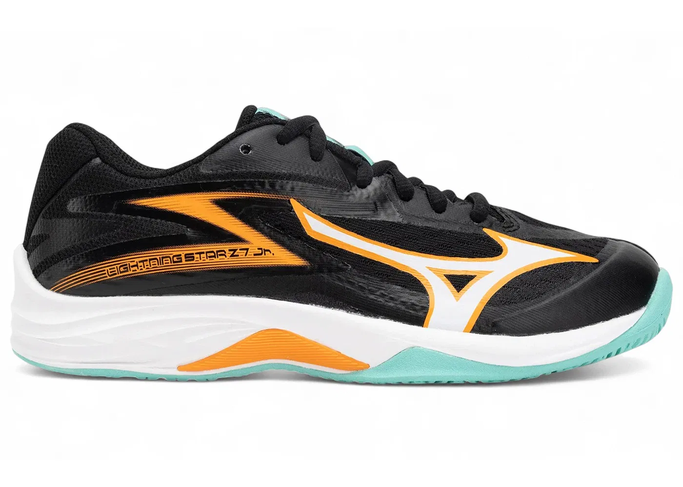 Детские кроссовки для активного спорта Mizuno Lightning Star Z7, Black/Tangelo/Ice Green