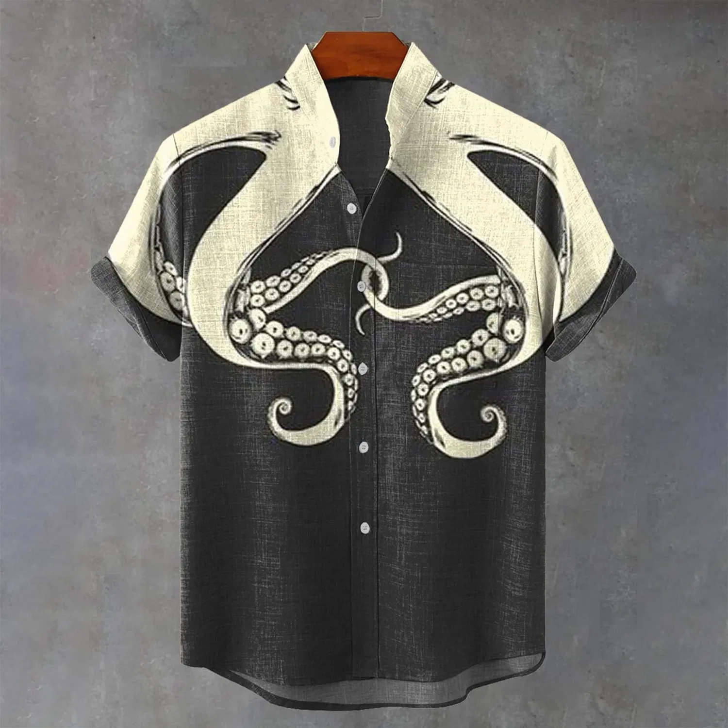 Мужская рубашка с коротким рукавом с принтом Hawaiian Shirts Men Short Sleeve Abstract Summer Pocket T Shirts Tropical Floral Button Shirt Clothes, Camicia Hawaiana Beige Da Uomo — фото 3