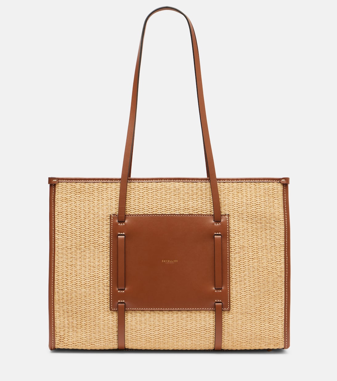 

Сумка-тоут из рафии с кожаными вставками Capri DeMellier, Warm Tan
