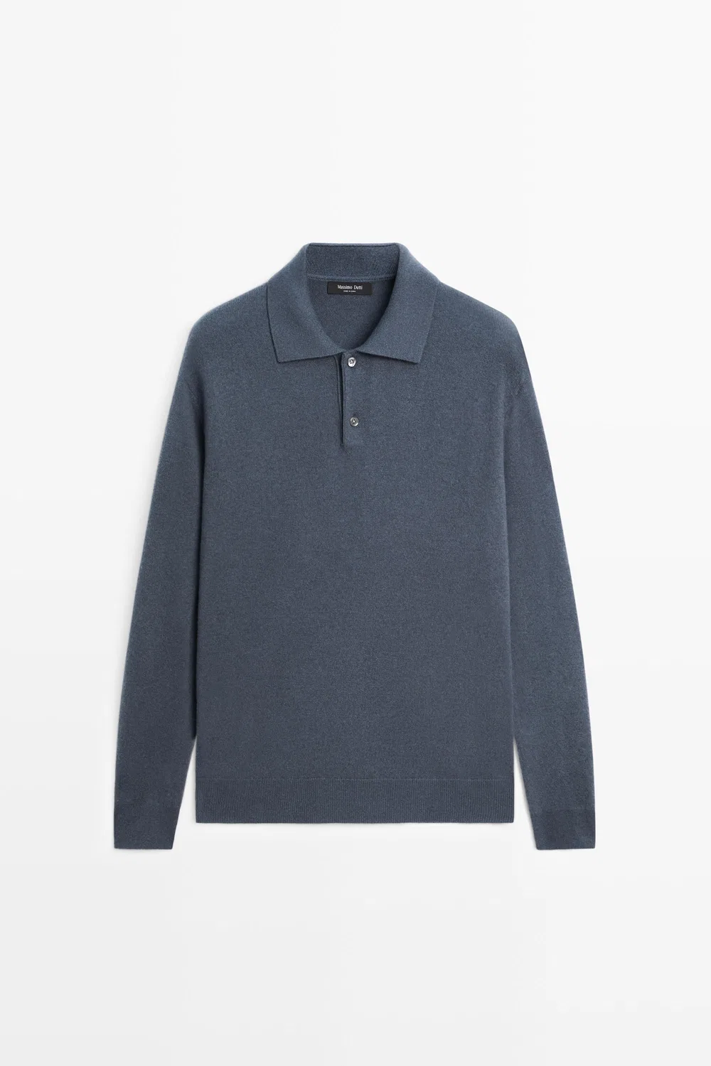 Поло-свитер Massimo Dutti Wool Blend Knit, темно-синий — фото 2