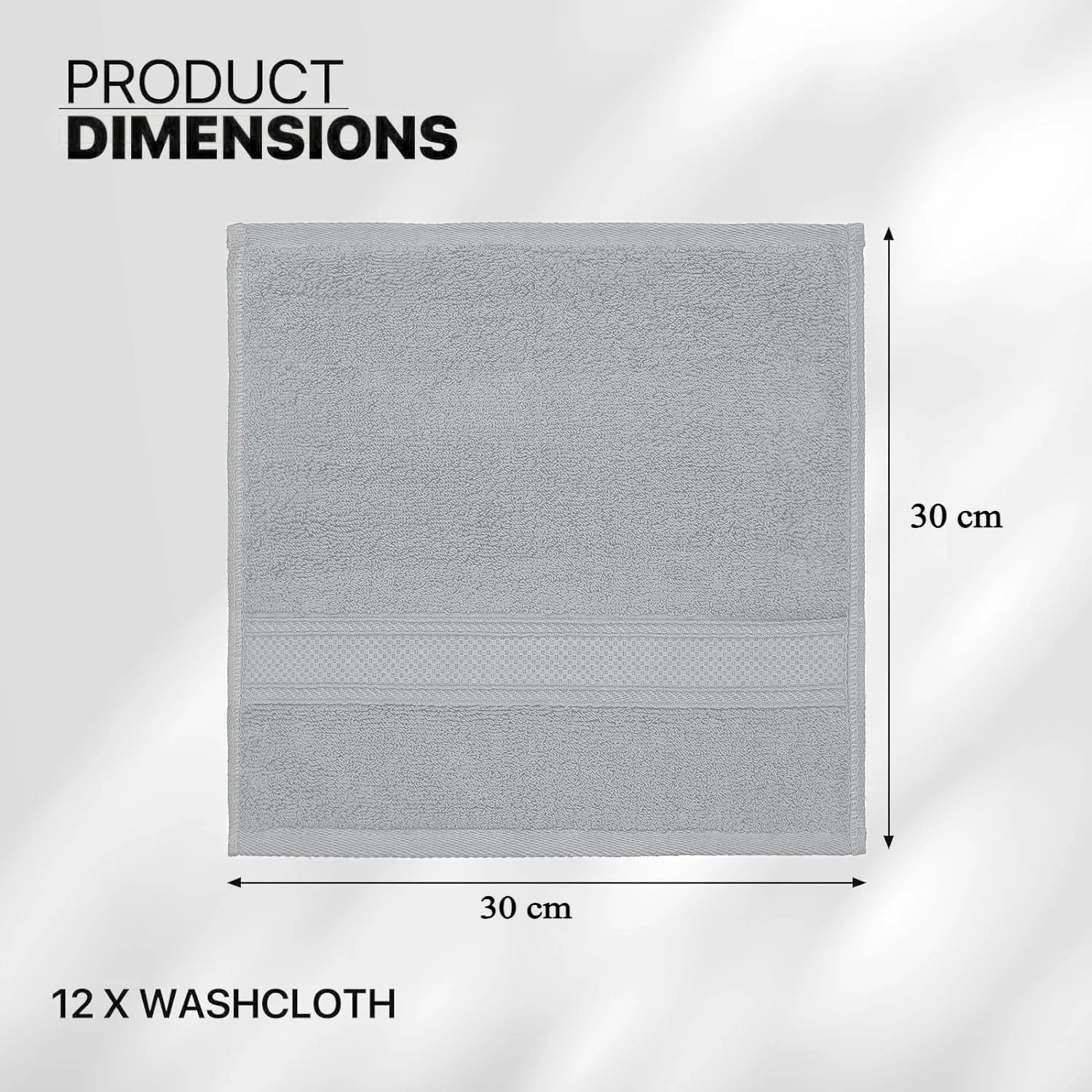 Махровые полотенца для лица 12 шт, 500gsm, 30x30 см, WovenWonder, Silver — фото 2