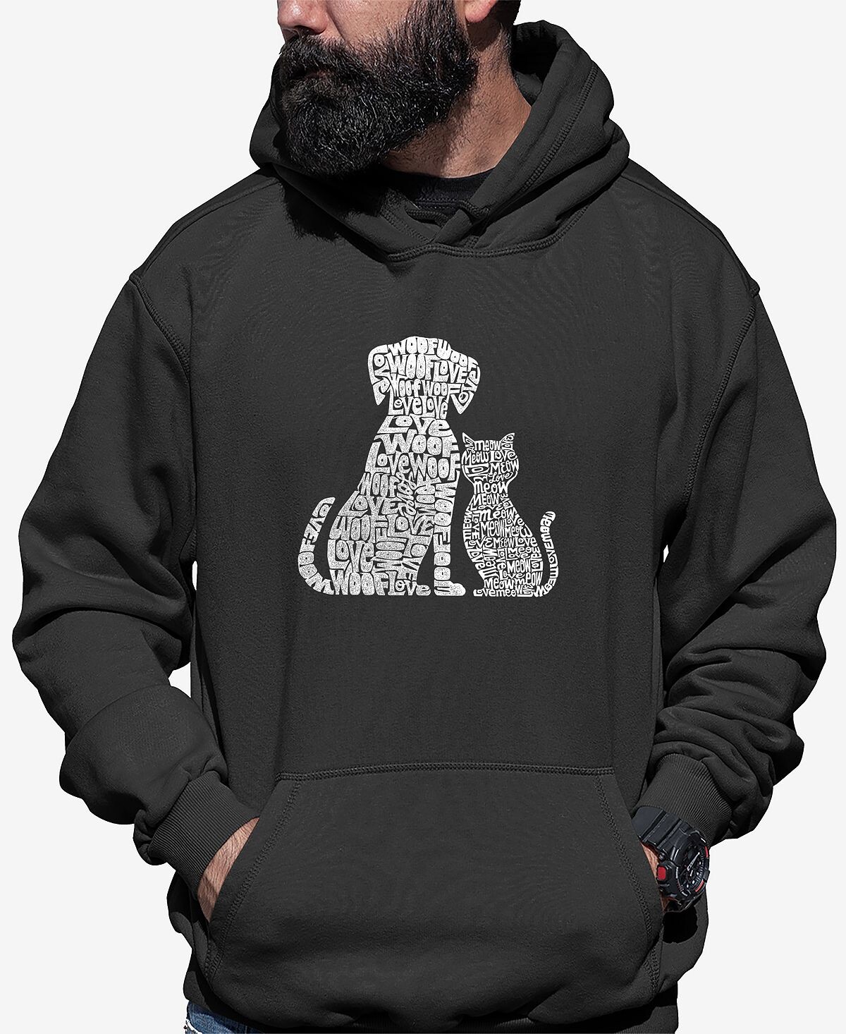 

Мужская толстовка с капюшоном word art dogs and cats LA Pop Art, темно-серый