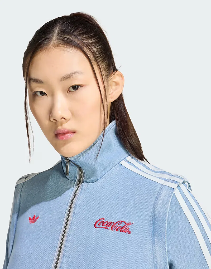 Спортивная куртка Adidas Originals Firebird из светлого денима — фото 3