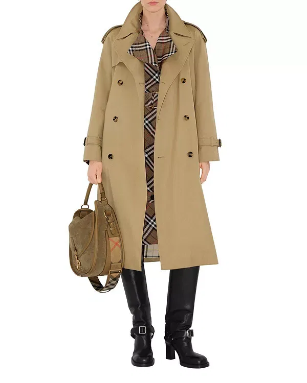 Женское пальто-тренч с поясом Castleford Burberry, бежевый