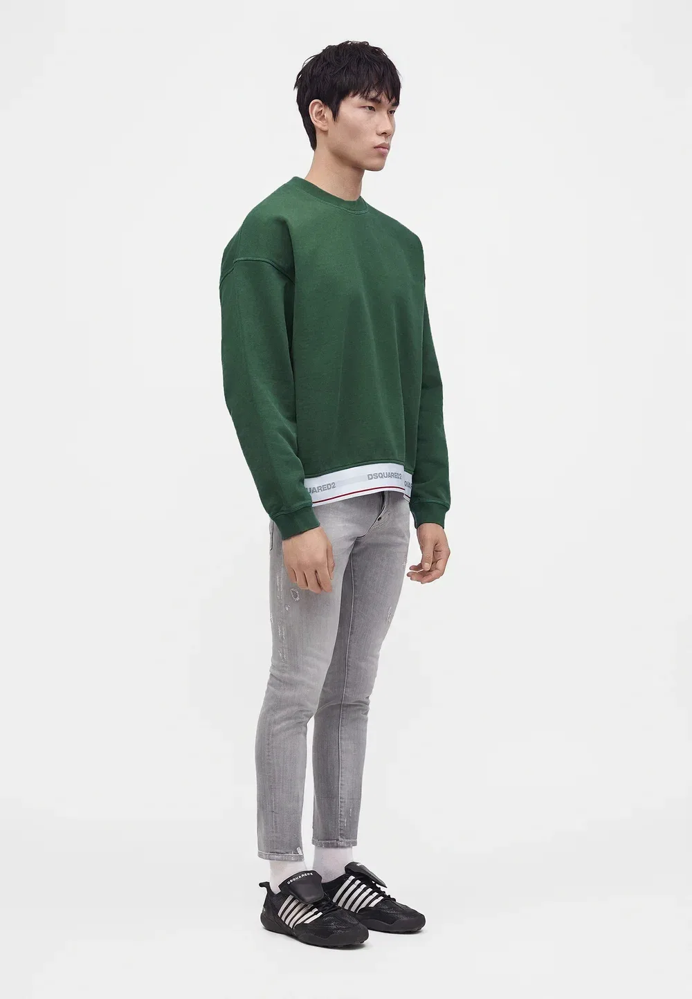 Эластичная толстовка свободного кроя с круглым вырезом Dsquared2, Pool Green — фото 4