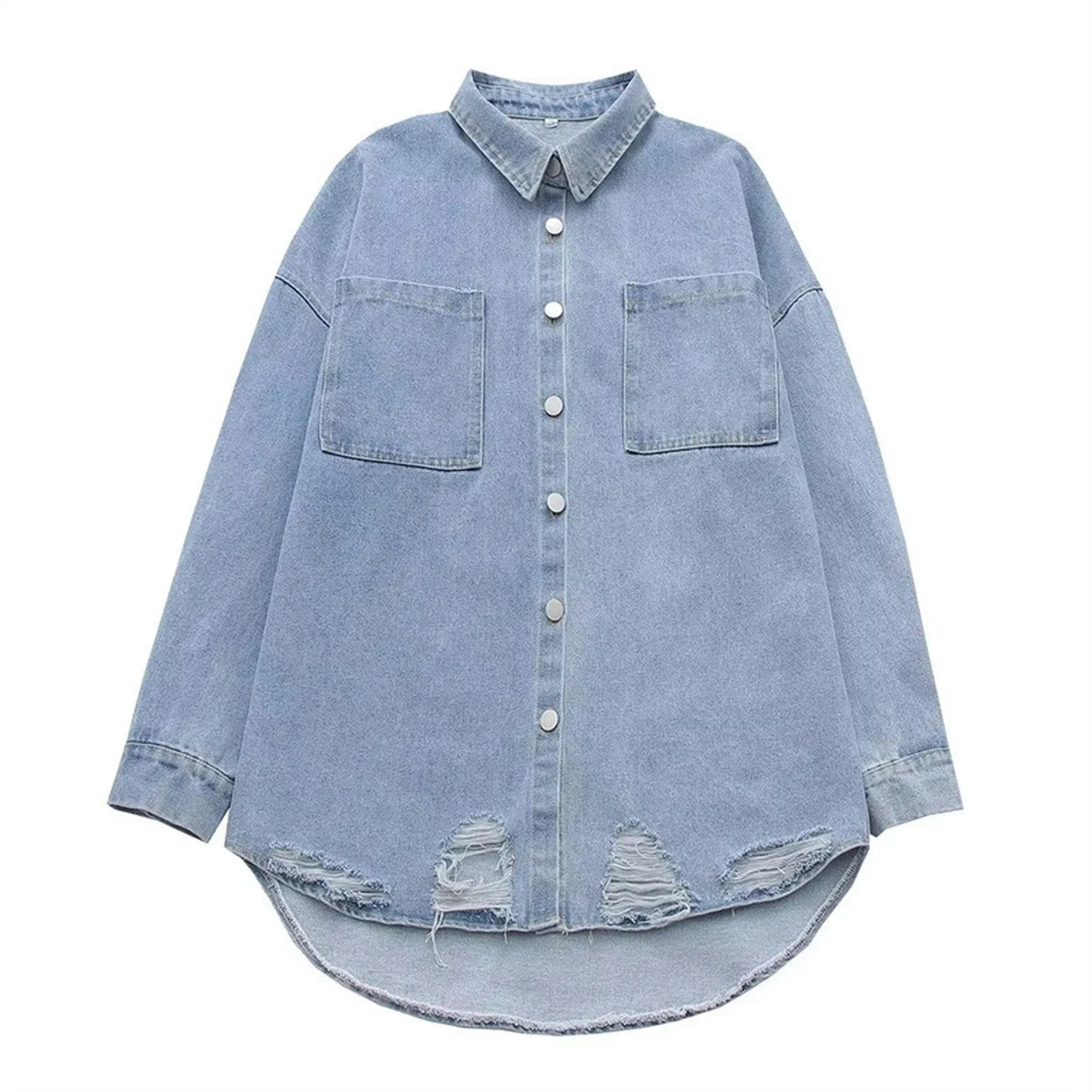 Женская джинсовая куртка с длинным рукавом, синяя, Blu Denim