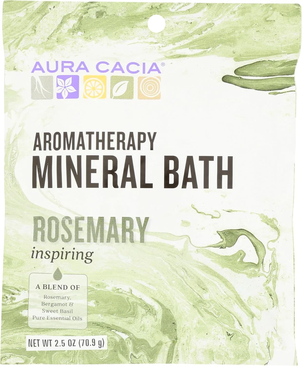 Соль для ванны Aura Cacia, Ароматная минеральная, Вдохновляющий розмарин, 70.9 г