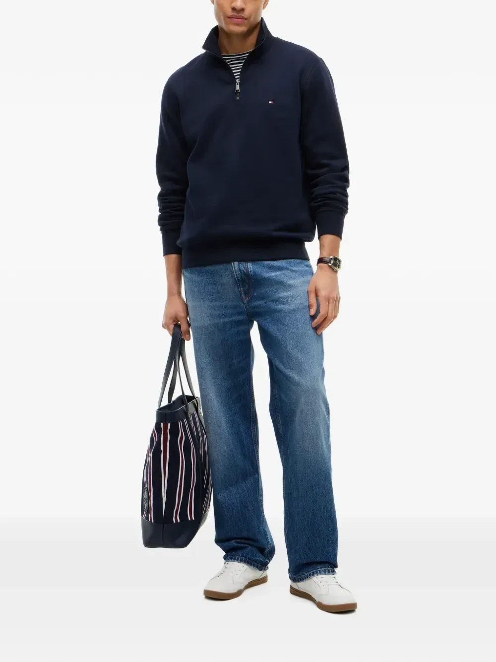Толстовка с вышитым логотипом и короткой молнией Tommy Hilfiger, синий — фото 2