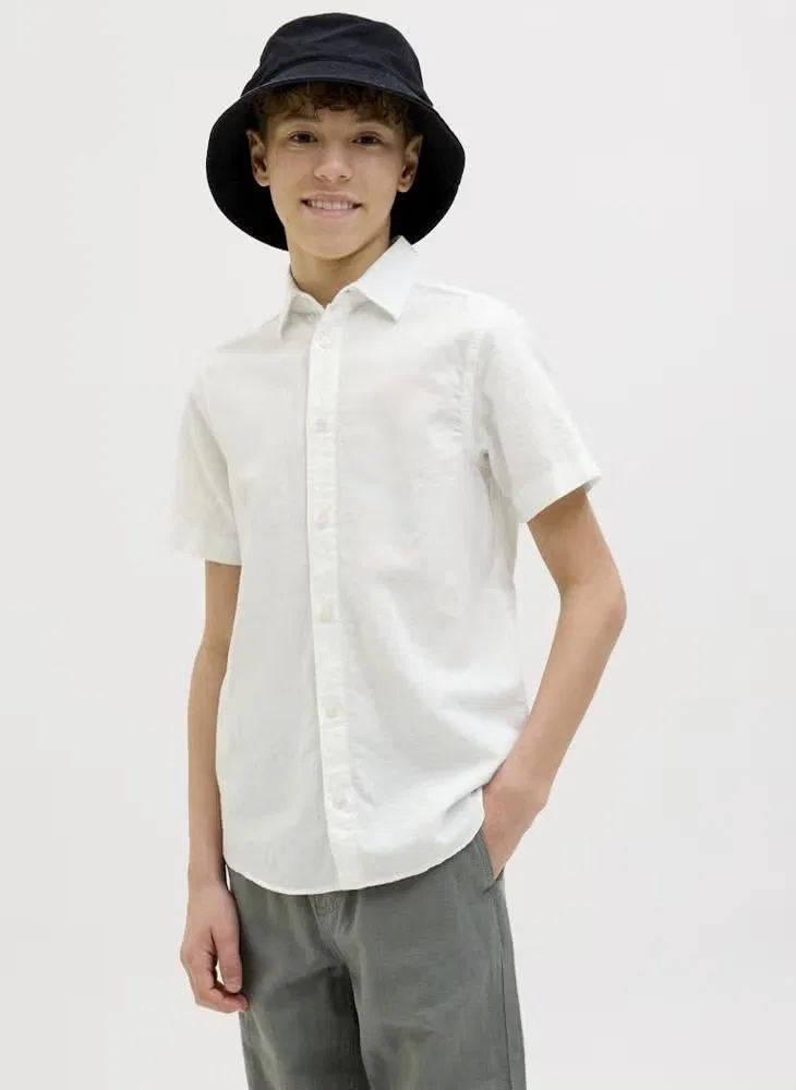 Рубашка классическая белая Jack & Jones Junior, белый — фото 3
