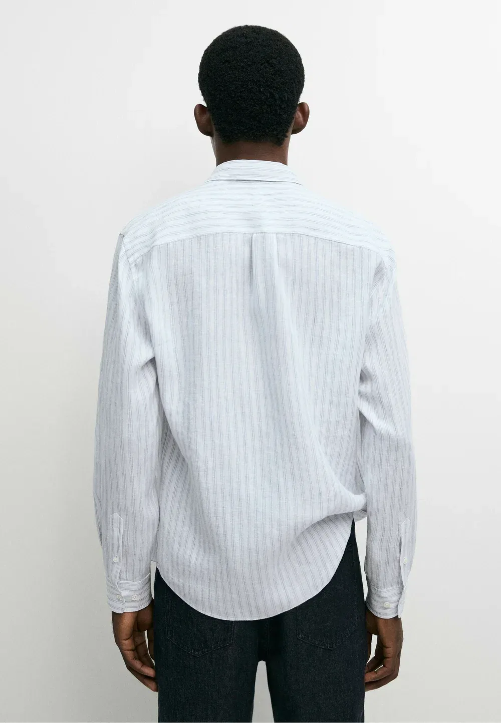 Рубашка в полоску из 100% высококачественного льна Massimo Dutti, Light Blue — фото 3