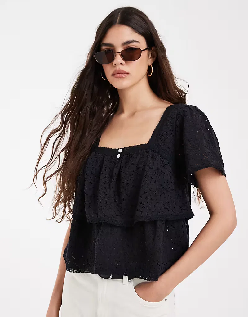 Кружевная блузка Levi's Dom, черный