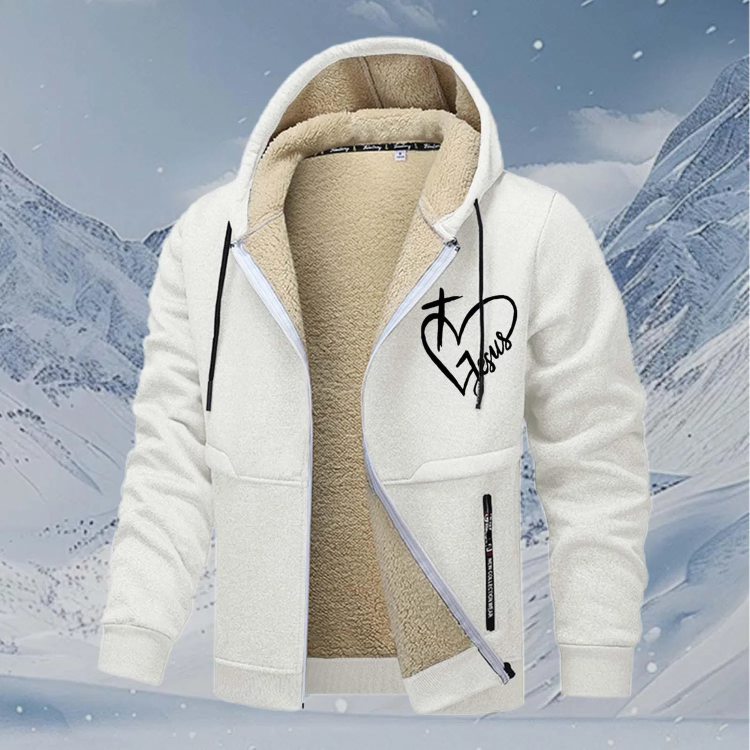 Мужской утепленный худи с молнией Work Hoodies, 2-white — фото 2