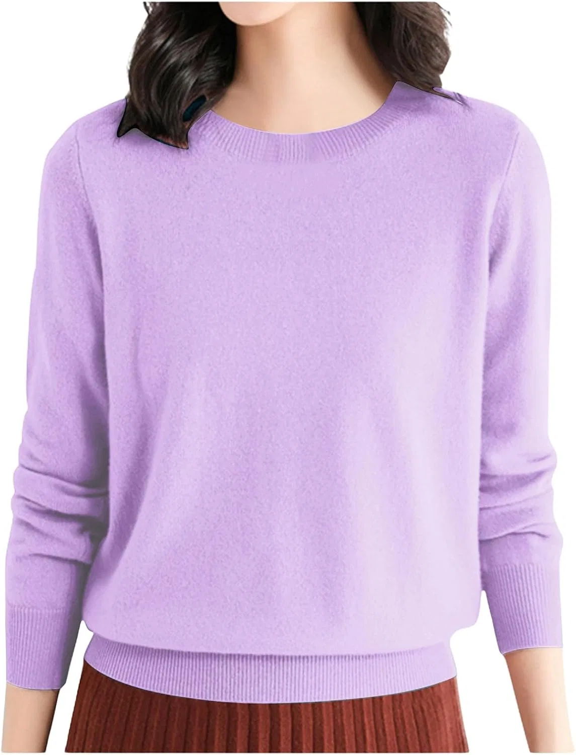 Женский свитер с длинным рукавом, тонкий, свободный, Z1-light Purple