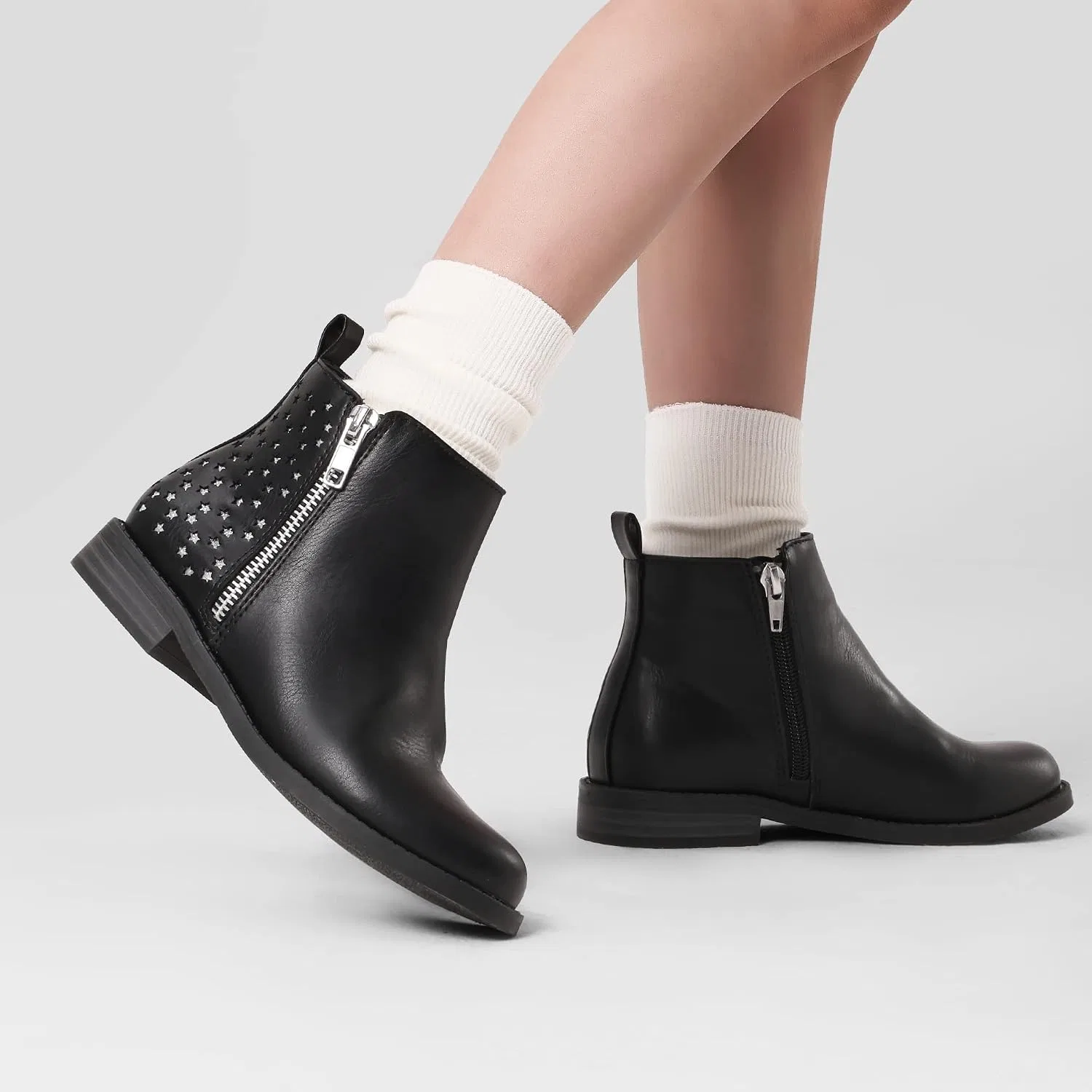 Детские ботинки для девочек с блестками и звездами DREAM PAIRS, Black — фото 2