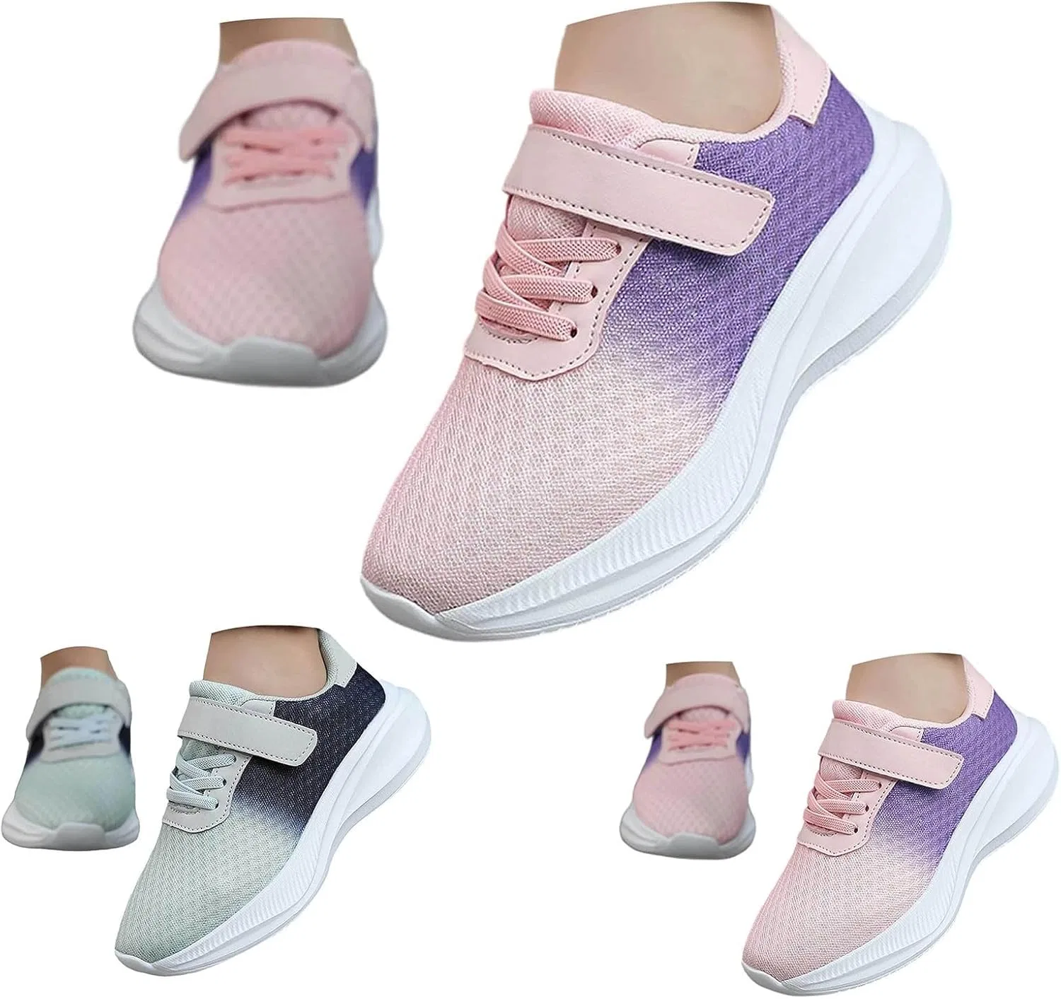 Детские кроссовки для девочек с градиентным принтом, Pink — фото 4