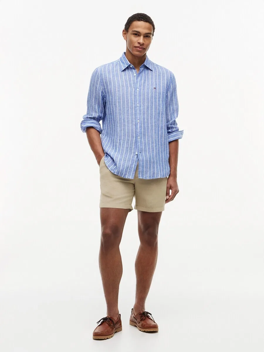 Рубашка TOMMY HILFIGER Regular fit Button Up Shirt 'Regular Fit Textured Stripe Pure' синего цвета — фото 4