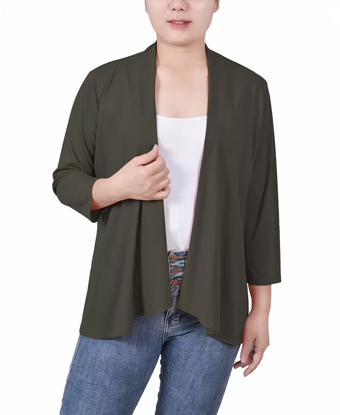 

Маленький однотонный кардиган с рукавами 3/4 NY Collection, зеленый