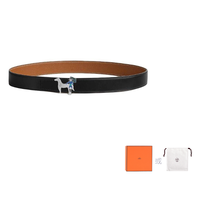 

HERMES Ремень мужской из телячьей кожи черный ширина 3,2 см