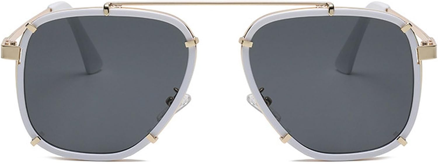 

Модные квадратные солнцезащитные очки-пилот для женщин, дизайнерские очки в металлической оправе, мужские коричневые и зеленые солнцезащитные очки для женщин, защита от УФ-излучения UV400 mincl, White Gray