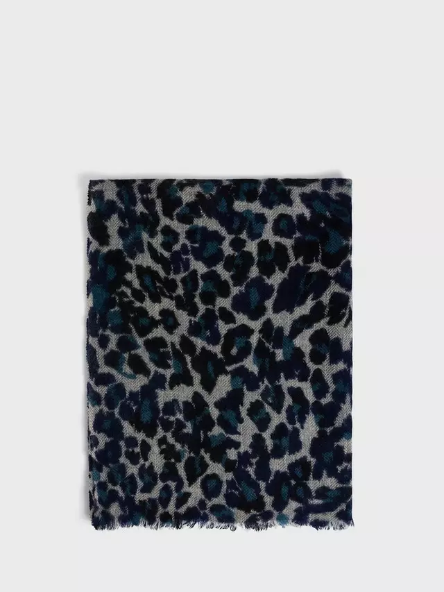 

Шарф Gerard Darel Dany Animal Print Wool Cashmere Blend, цвет navy/multi