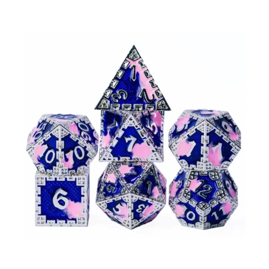 

Полигональный набор «Скрытый дракон» — серебристый и розовый (7), Dice Sets - Metal - Dragonstone, Dragon, Dragon Scale, Hidden Dragon