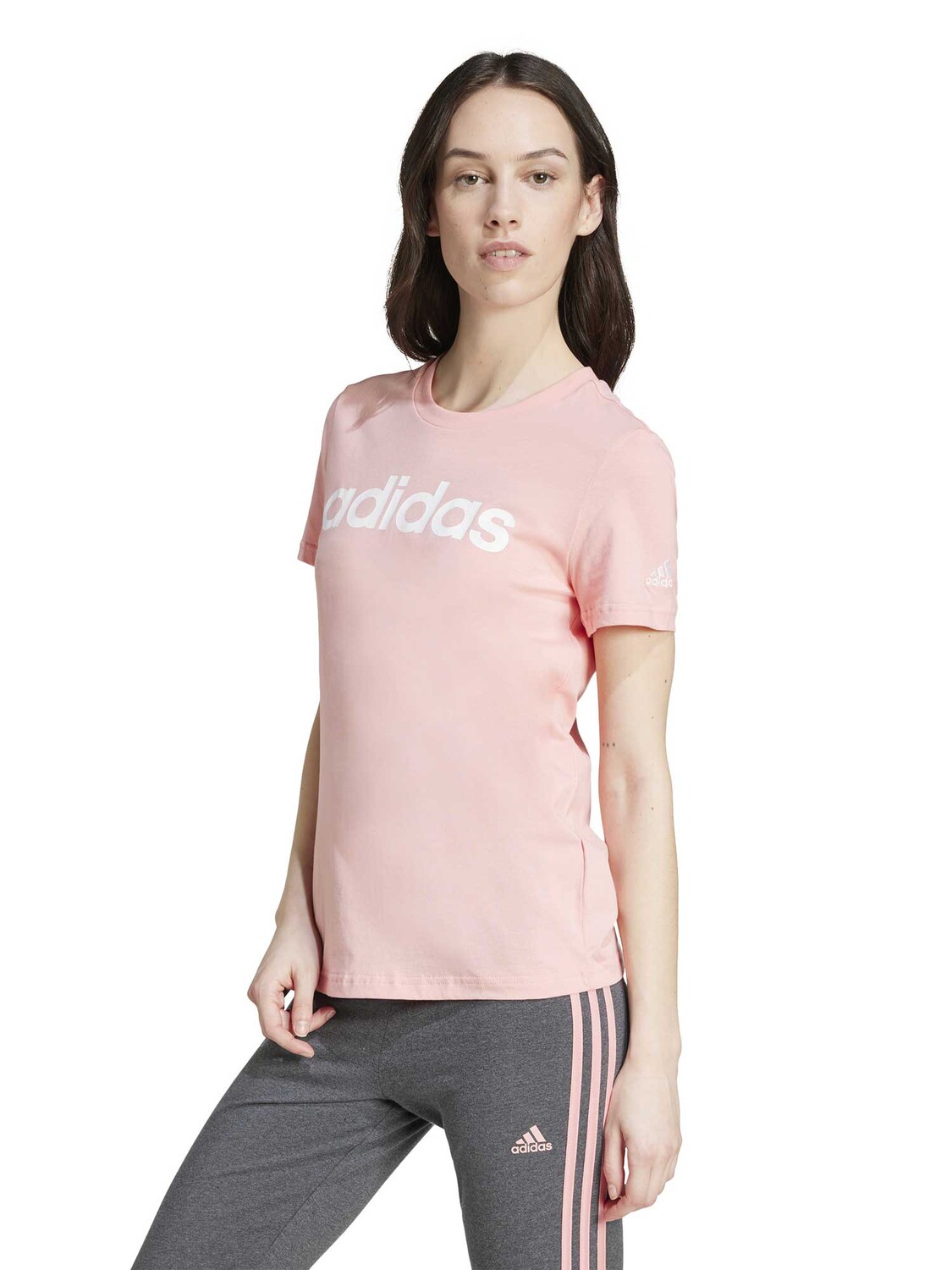 

Футболка Adidas Sportswear Essentials Slim Logo, розовый