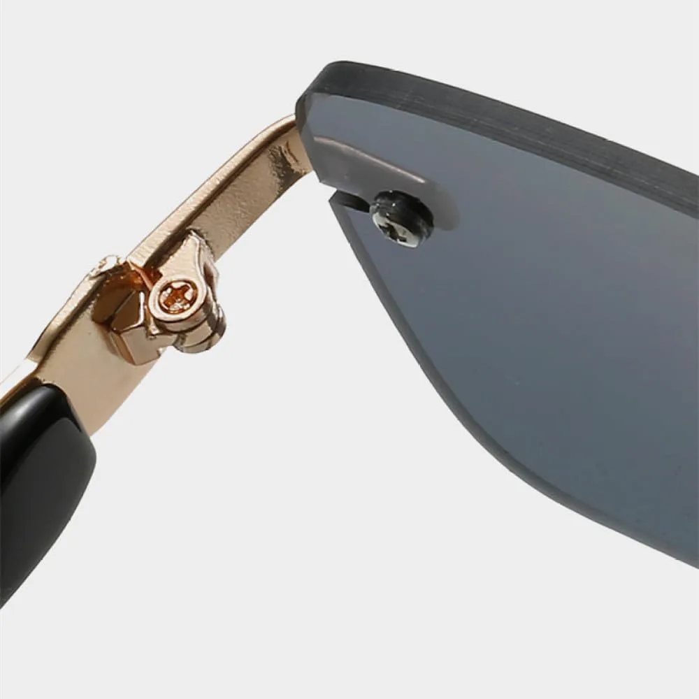 

Классические безободковые солнцезащитные очки 2027 года для женщин, металлические квадратные прямоугольные солнцезащитные очки для женщин MTZJH, Gray Blue