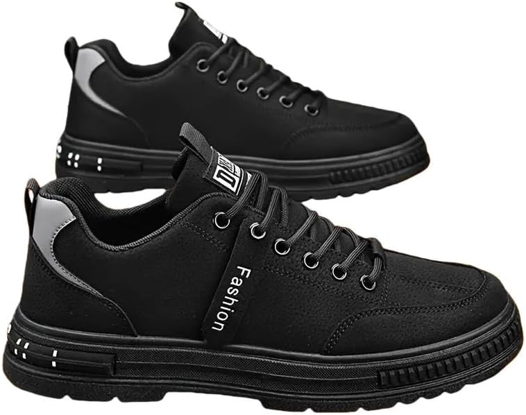 

Мужские вседорожные походные ботинки - противоскользящая, стойкая к ветру подошва из ПВХ, толстый протектор, шнуровка на щиколотке для походов на открытом воздухе, работы и зимнего кемпинга Minlaidian, черный