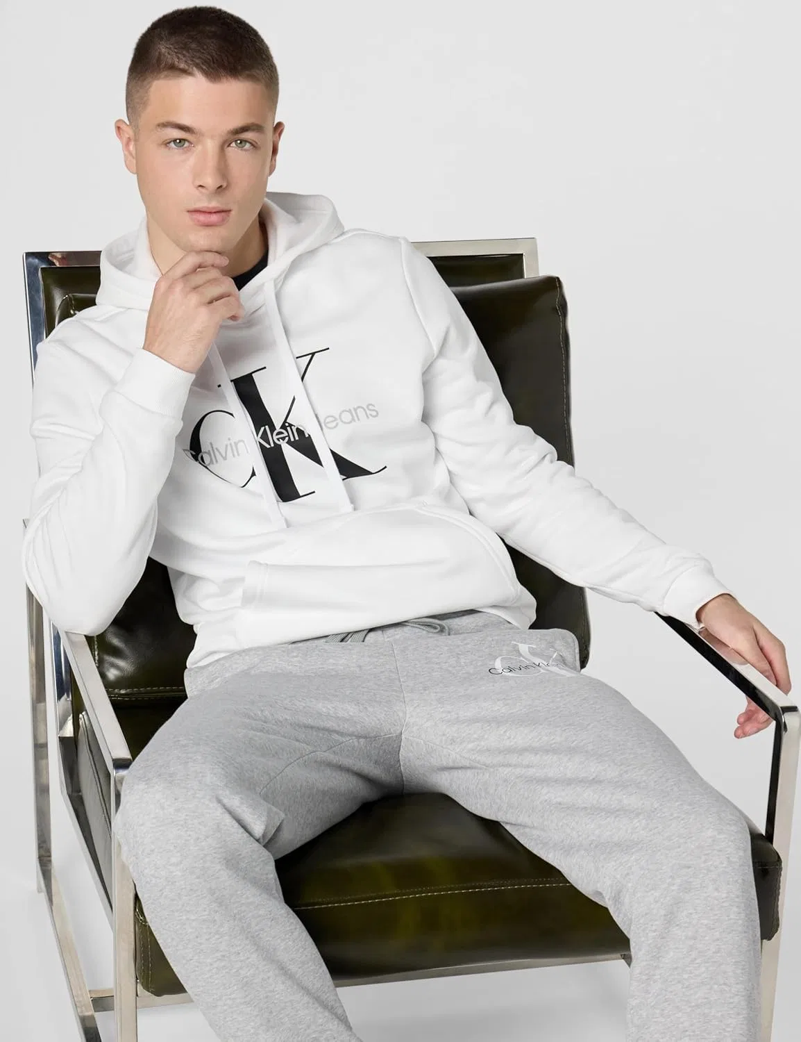 Мужская флисовая толстовка с капюшоном и логотипом Calvin Klein — фото 2