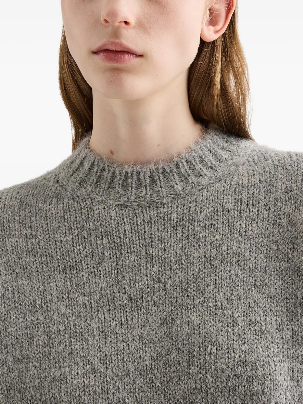 Свитер из смеси альпаки и шерсти с ребристыми манжетами JIL SANDER, серый — фото 3