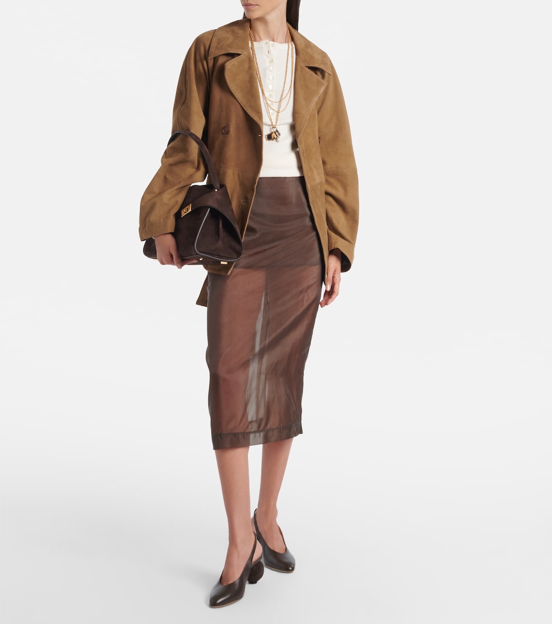 Кожаные туфли-лодочки Tessie 70 с открытой пяткой Ferragamo, Testa Di Moro — фото 3