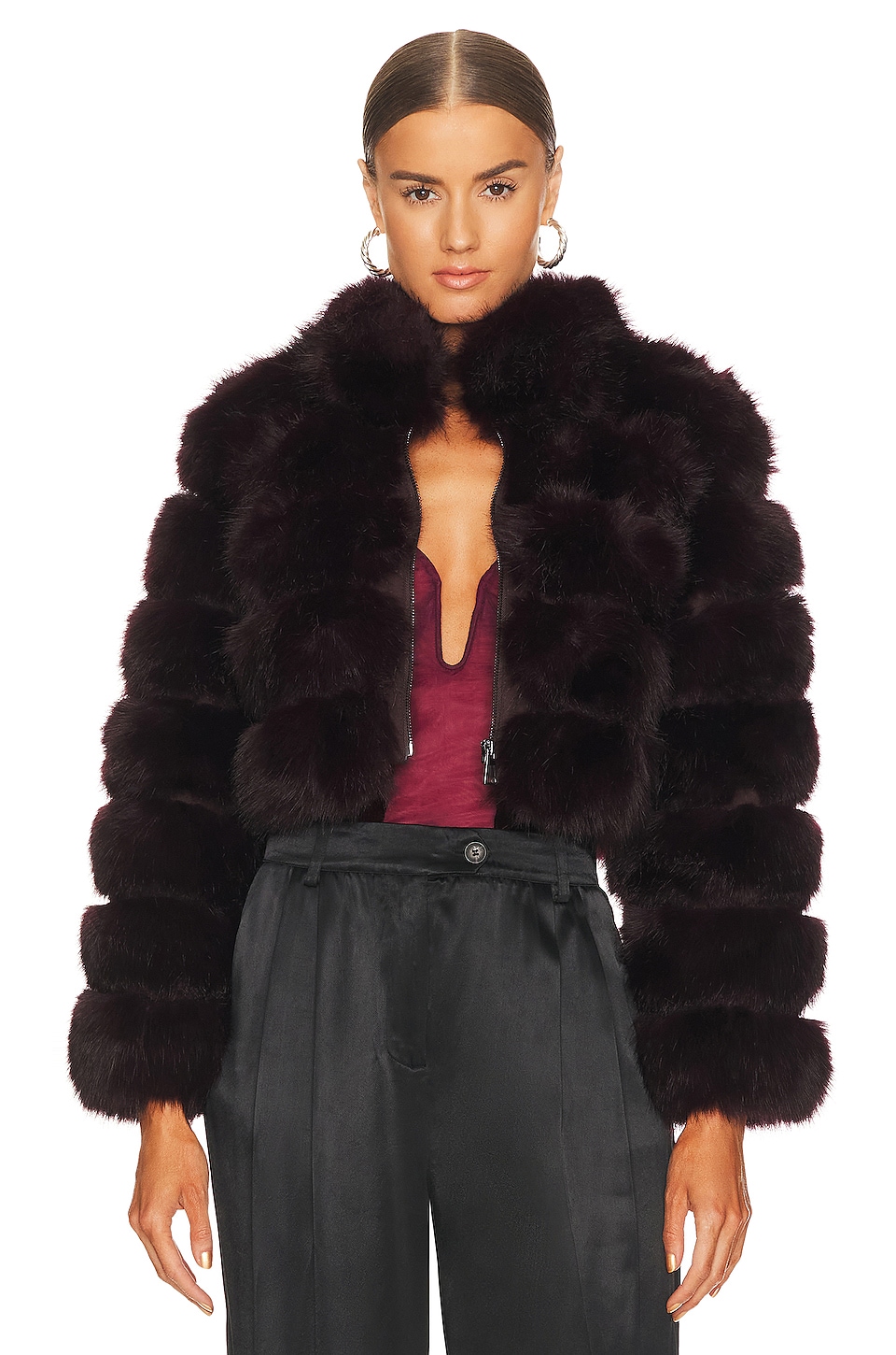 

Искусственная лисья меховая куртка X revolve от Adrienne Landau, burgundy