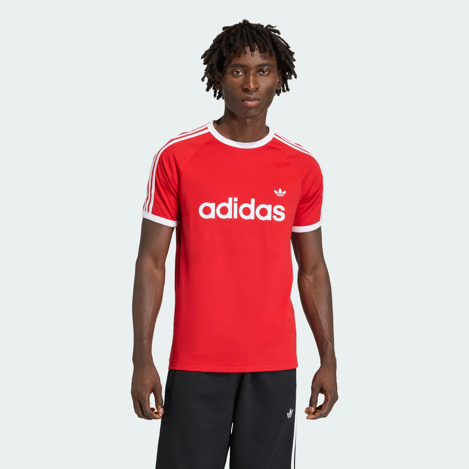 Мужская футболка с 3 полосками Slim Ringer ярко-красная Adidas