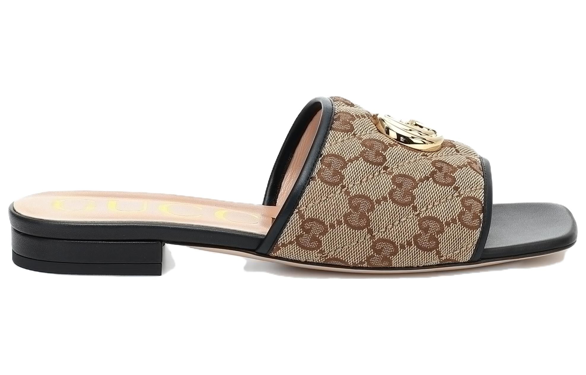 Сандалии (WMNS) Gucci Double g Canvas Slippers Ebony 619893-KQWM0-9765 — фото 2