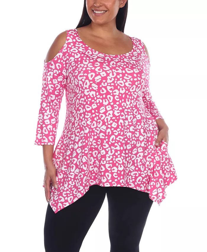 

Туника с открытыми плечами в леопардовом принте plus size White Mark, мультиколор
