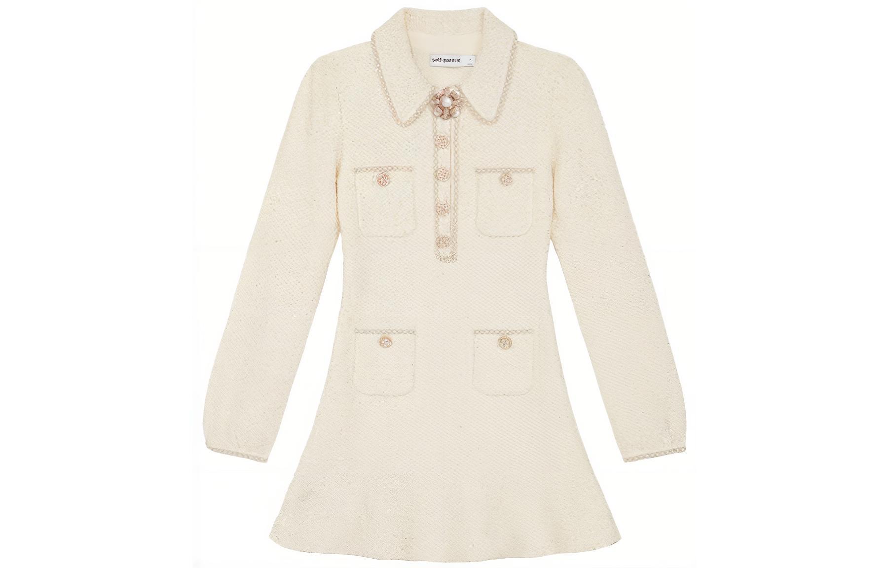 

Self-portrait Женское платье с длинными рукавами цвета слоновой кости White