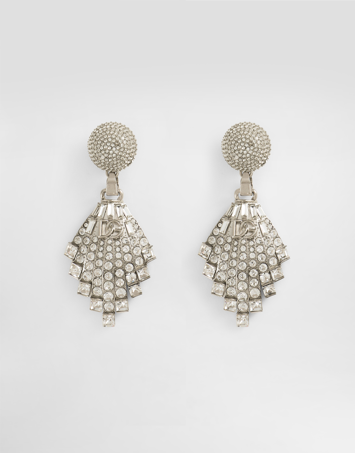 

Серьги-капли макси с отделкой стразами и логотипом dg Dolce & Gabbana, серебряный