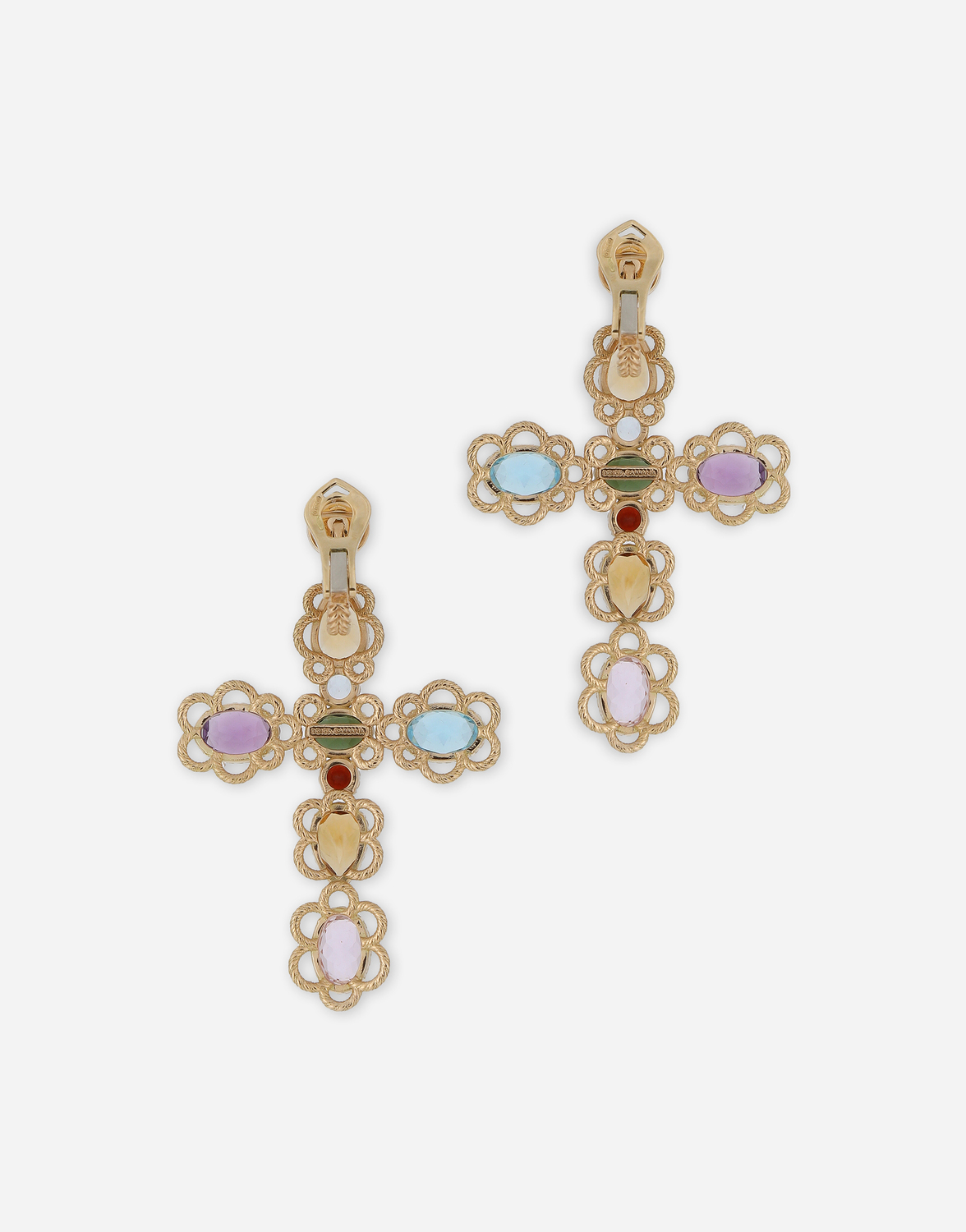 DOLCE & GABBANA Серьги Rainbow из желтого золота 18 карат с разноцветными драгоценными камнями — фото 2